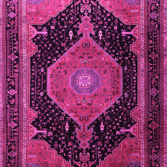 Machine Washable Medallion Pink Traditional Rug, wshtr1652pnk
