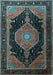 Machine Washable Medallion Light Blue Traditional Rug, wshtr1652lblu