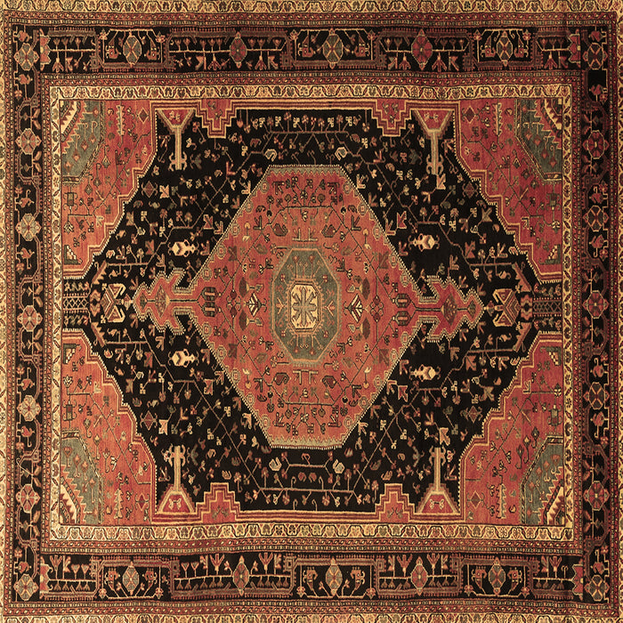 Square Machine Washable Medallion Brown Traditional Rug, wshtr1652brn
