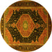 Round Medallion Yellow Traditional Rug, tr1652yw