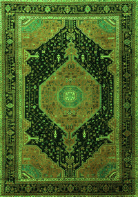 Medallion Green Traditional Rug, tr1652grn