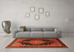 Machine Washable Medallion Orange Traditional Area Rugs in a Living Room, wshtr1652org