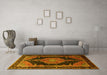 Machine Washable Medallion Yellow Traditional Rug in a Living Room, wshtr1652yw