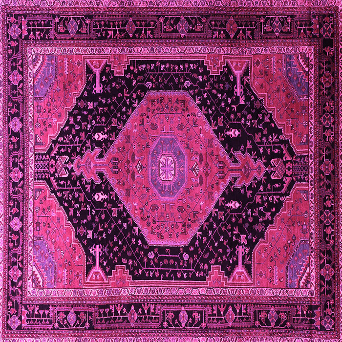 Square Medallion Pink Traditional Rug, tr1652pnk