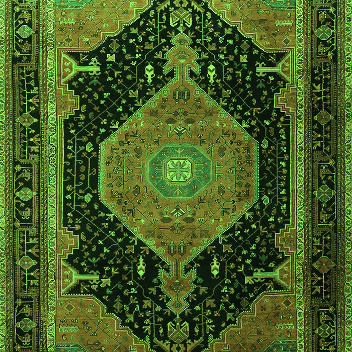 Serging Thickness of Machine Washable Medallion Green Traditional Area Rugs, wshtr1652grn