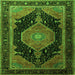 Serging Thickness of Medallion Green Traditional Rug, tr1652grn