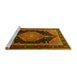 Sideview of Machine Washable Medallion Yellow Traditional Rug, wshtr1652yw