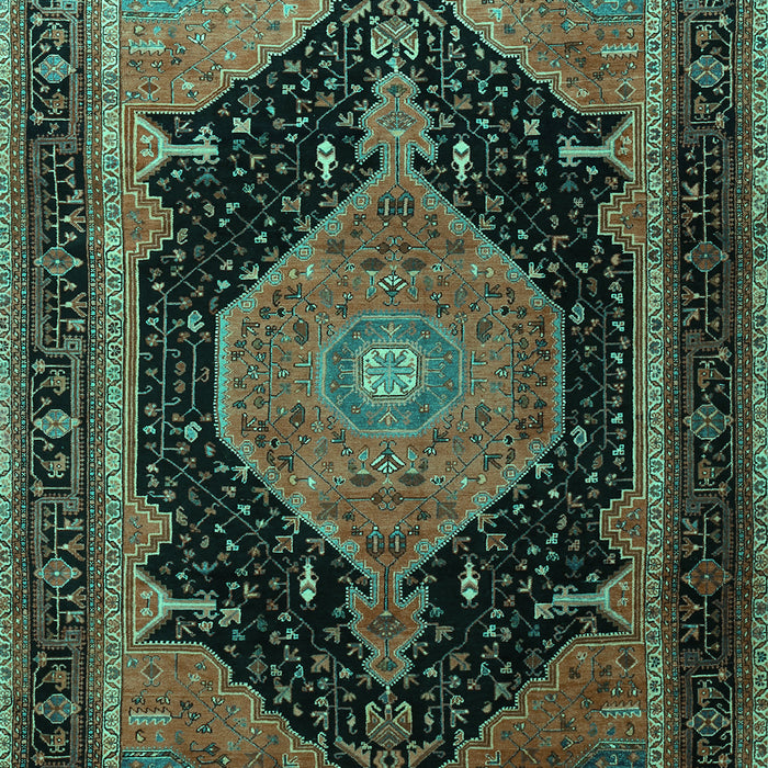 Machine Washable Medallion Turquoise Traditional Area Rugs, wshtr1652turq