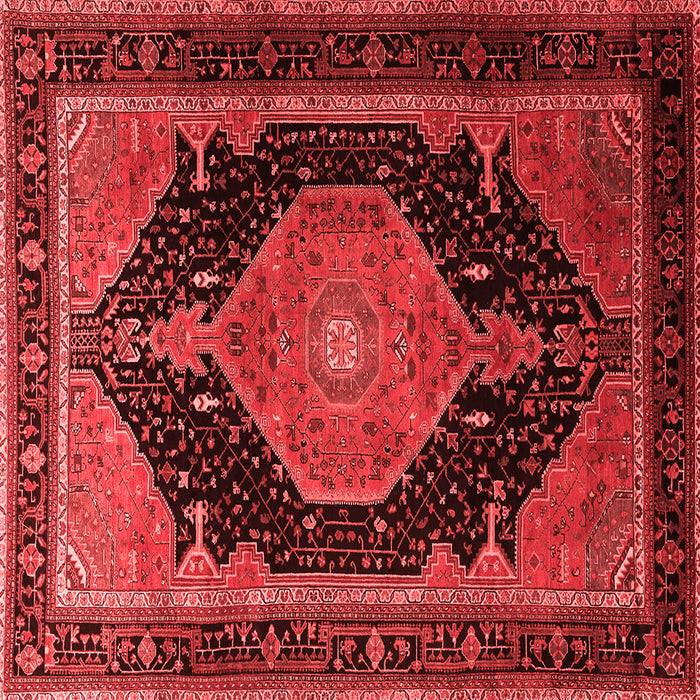 Machine Washable Medallion Red Traditional Rug, wshtr1652red