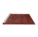 Sideview of Machine Washable Traditional Brown Red Rug, wshtr1653