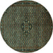 Round Persian Turquoise Traditional Rug, tr1653turq