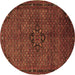 Round Machine Washable Persian Brown Traditional Rug, wshtr1653brn