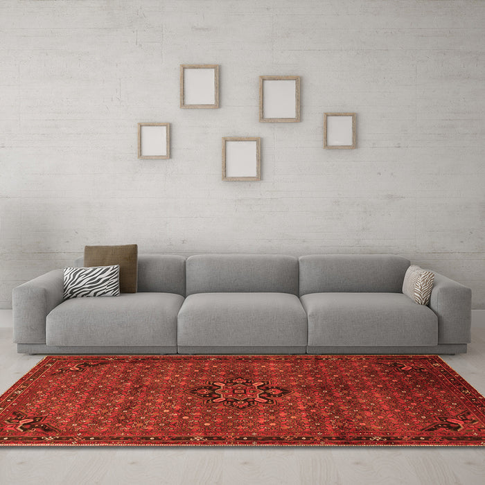 Machine Washable Persian Orange Traditional Area Rugs in a Living Room, wshtr1653org