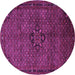 Round Machine Washable Persian Purple Traditional Area Rugs, wshtr1653pur