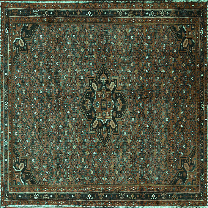Square Machine Washable Persian Turquoise Traditional Area Rugs, wshtr1653turq