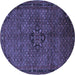 Round Machine Washable Persian Blue Traditional Rug, wshtr1653blu