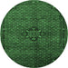 Round Persian Emerald Green Traditional Rug, tr1653emgrn