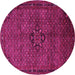 Round Machine Washable Persian Pink Traditional Rug, wshtr1653pnk