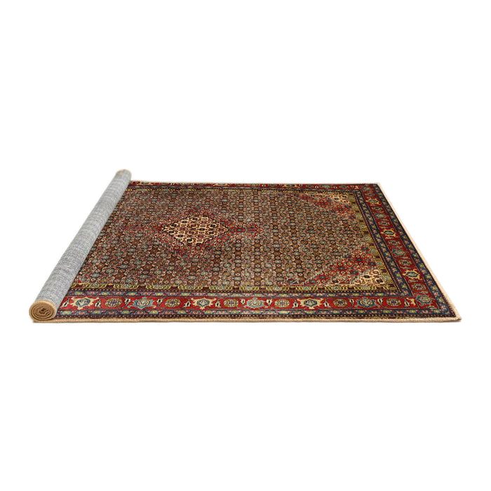 Sideview of Machine Washable Traditional Saffron Red Rug, wshtr1654