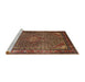 Sideview of Machine Washable Traditional Saffron Red Rug, wshtr1654