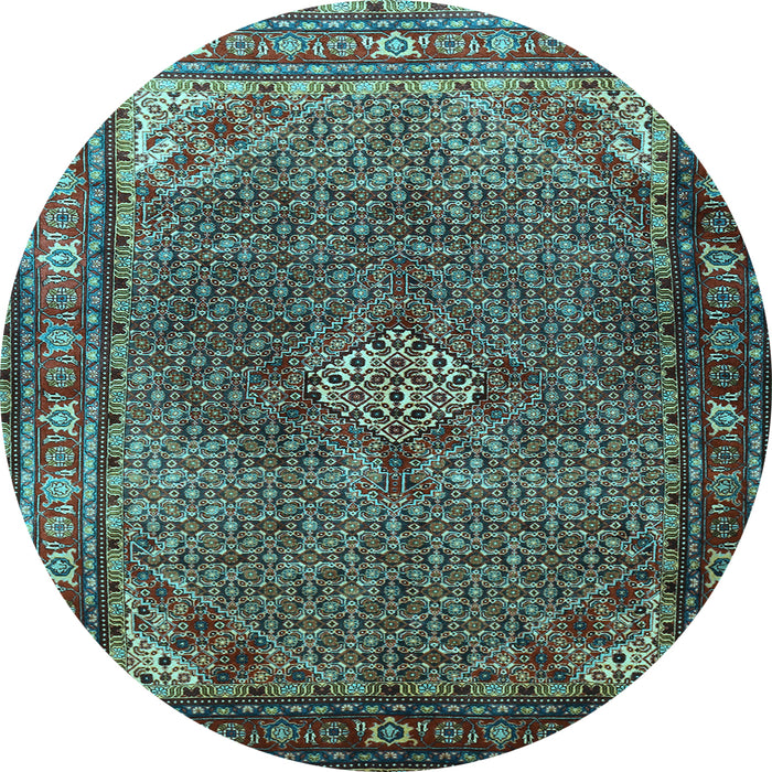 Round Machine Washable Persian Light Blue Traditional Rug, wshtr1654lblu