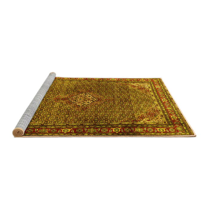 Sideview of Machine Washable Persian Yellow Traditional Rug, wshtr1654yw