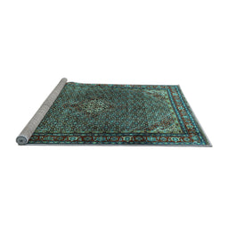 Sideview of Machine Washable Persian Light Blue Traditional Rug, wshtr1654lblu