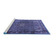 Sideview of Machine Washable Persian Blue Traditional Rug, wshtr1654blu