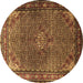 Round Machine Washable Persian Brown Traditional Rug, wshtr1654brn