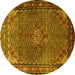 Round Persian Yellow Traditional Rug, tr1654yw