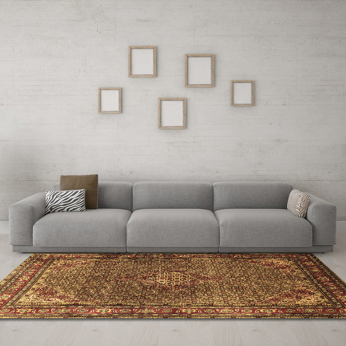 Machine Washable Persian Brown Traditional Rug in a Living Room,, wshtr1654brn