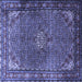 Square Machine Washable Persian Blue Traditional Rug, wshtr1654blu