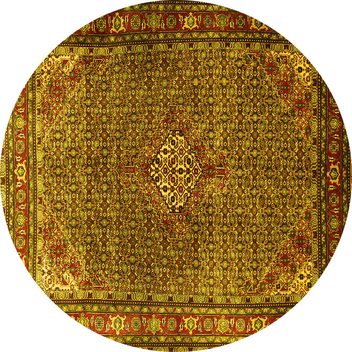 Round Machine Washable Persian Yellow Traditional Rug, wshtr1654yw