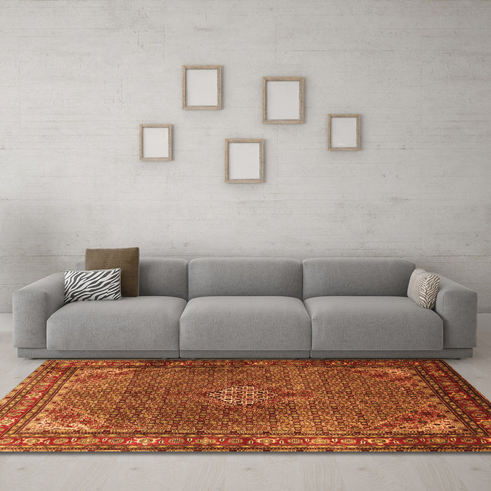 Machine Washable Persian Orange Traditional Area Rugs in a Living Room, wshtr1654org