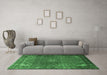 Machine Washable Persian Emerald Green Traditional Area Rugs in a Living Room,, wshtr1654emgrn