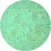 Round Persian Turquoise Traditional Rug, tr1655turq