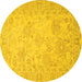 Round Machine Washable Persian Yellow Traditional Rug, wshtr1655yw