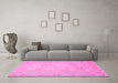 Machine Washable Persian Pink Traditional Rug in a Living Room, wshtr1655pnk