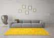 Machine Washable Persian Yellow Traditional Rug in a Living Room, wshtr1655yw