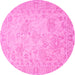 Round Machine Washable Persian Pink Traditional Rug, wshtr1655pnk