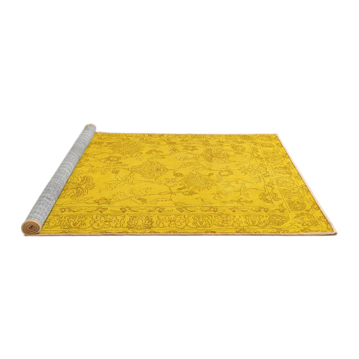 Sideview of Machine Washable Persian Yellow Traditional Rug, wshtr1655yw