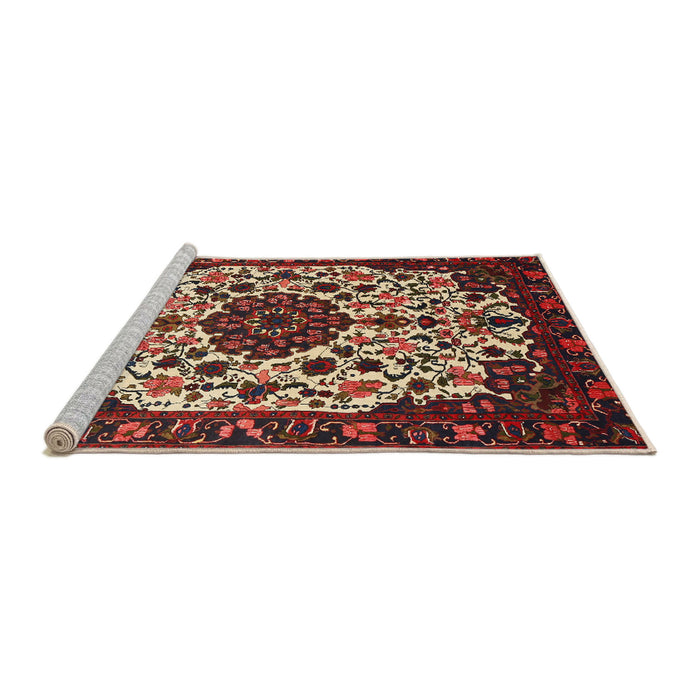 Sideview of Machine Washable Traditional Saffron Red Rug, wshtr1656
