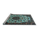 Sideview of Machine Washable Medallion Light Blue Traditional Rug, wshtr1656lblu