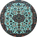 Round Medallion Light Blue Traditional Rug, tr1656lblu