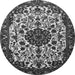 Machine Washable Medallion Gray Traditional Rug, wshtr1656gry