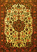 Machine Washable Medallion Yellow Traditional Rug, wshtr1656yw