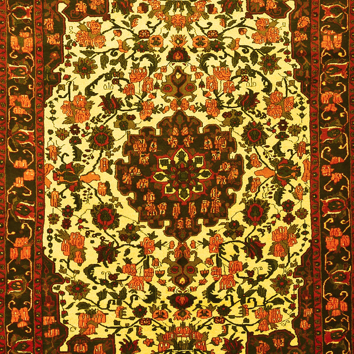 Machine Washable Medallion Yellow Traditional Rug, wshtr1656yw