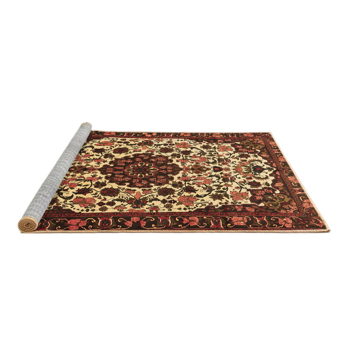 Sideview of Machine Washable Medallion Brown Traditional Rug, wshtr1656brn