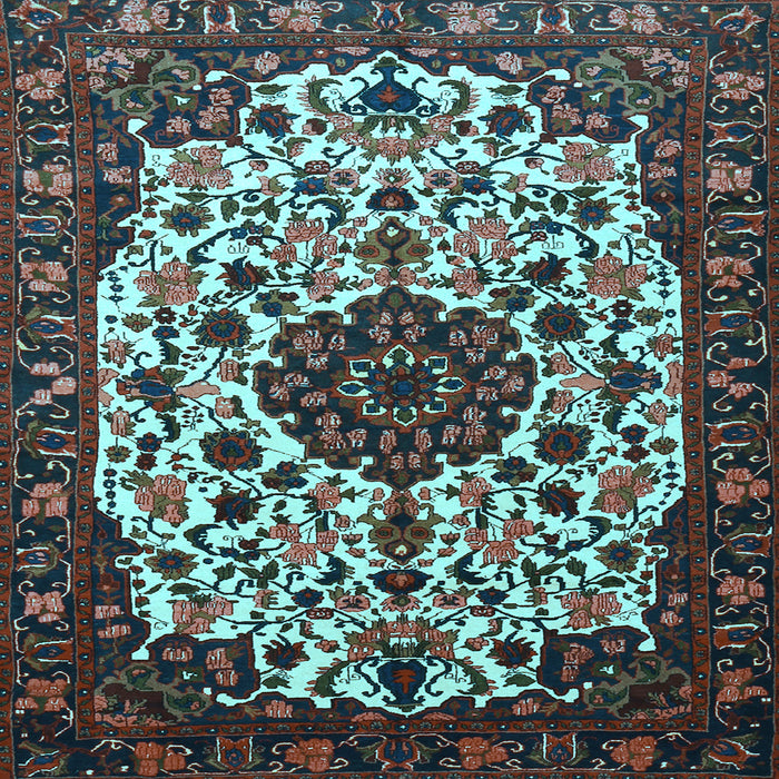 Square Medallion Light Blue Traditional Rug, tr1656lblu