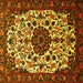 Square Machine Washable Medallion Yellow Traditional Rug, wshtr1656yw